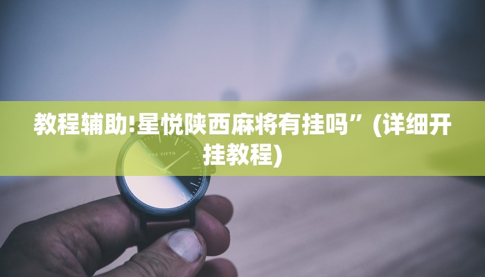 教程辅助!星悦陕西麻将有挂吗”(详细开挂教程)
