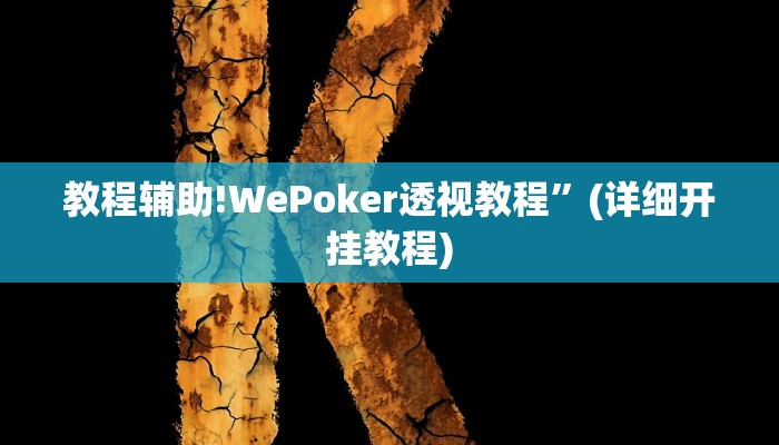 教程辅助!WePoker透视教程”(详细开挂教程)