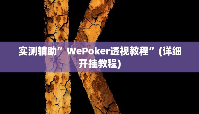 实测辅助”WePoker透视教程”(详细开挂教程)