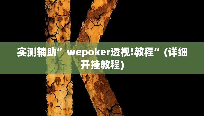 实测辅助”wepoker透视!教程”(详细开挂教程)