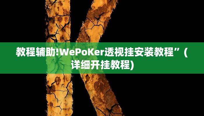 教程辅助!WePoKer透视挂安装教程”(详细开挂教程)