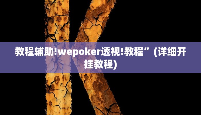 教程辅助!wepoker透视!教程”(详细开挂教程)