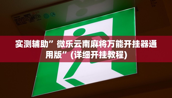 实测辅助”微乐云南麻将万能开挂器通用版”(详细开挂教程)