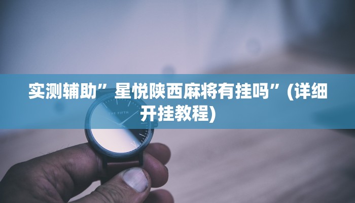 实测辅助”星悦陕西麻将有挂吗”(详细开挂教程)