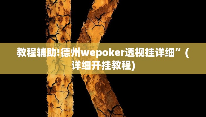 教程辅助!德州wepoker透视挂详细”(详细开挂教程)