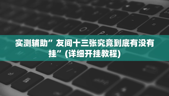 实测辅助”友间十三张究竟到底有没有挂”(详细开挂教程)