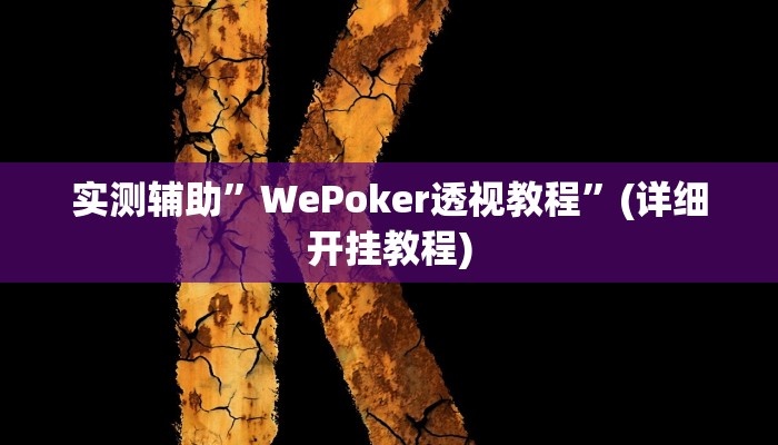 实测辅助”WePoker透视教程”(详细开挂教程)