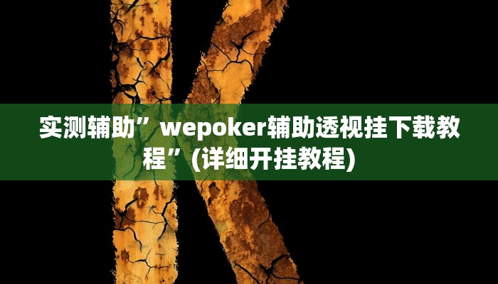 实测辅助”wepoker辅助透视挂下载教程”(详细开挂教程)