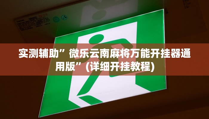 实测辅助”微乐云南麻将万能开挂器通用版”(详细开挂教程)