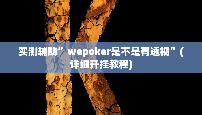 实测辅助”wepoker是不是有透视”(详细开挂教程)